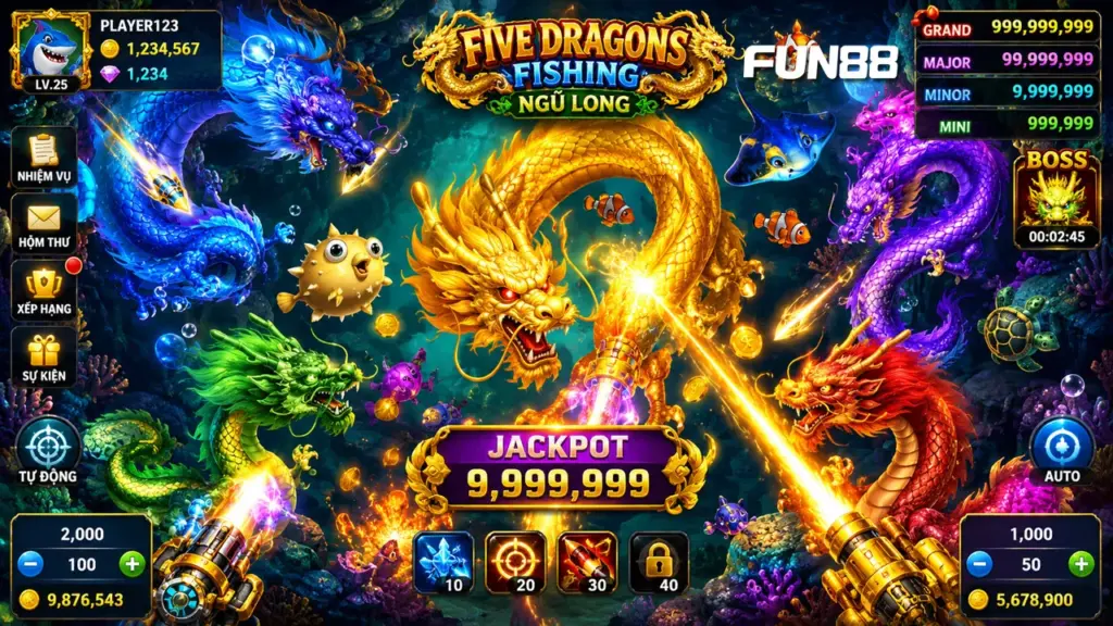 Cách chơi bắn cá Five Dragons Fishing