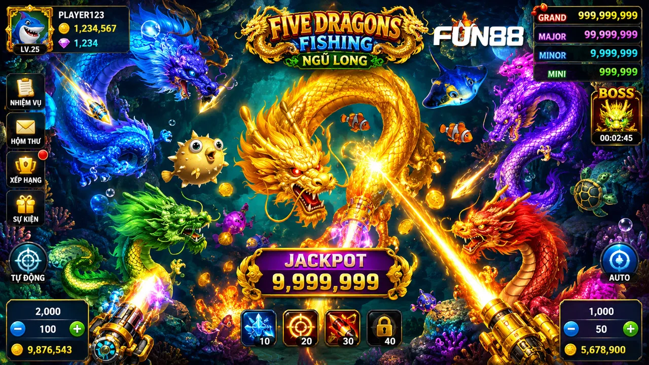 Cách chơi bắn cá Five Dragons Fishing